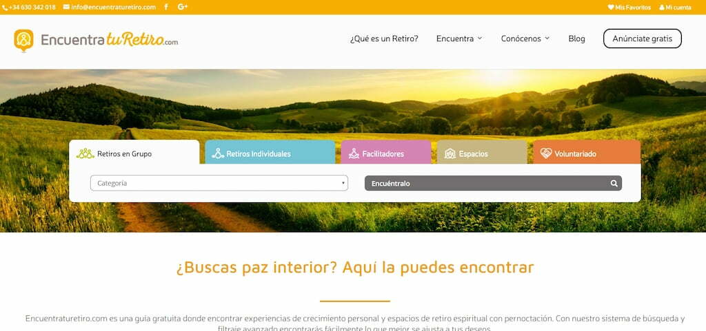 Portada. Encuentra tu Retiro