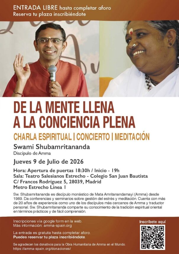 De la mente llena a la conciencia plena: charla espiritual, concierto, meditación 1 Charla